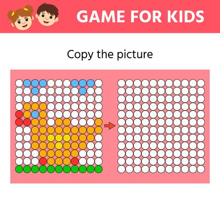 Education logic game for preschool kids. Copy the Picture. Drawing printable activity, learning symmetry for toddlers and kidsのイラスト素材