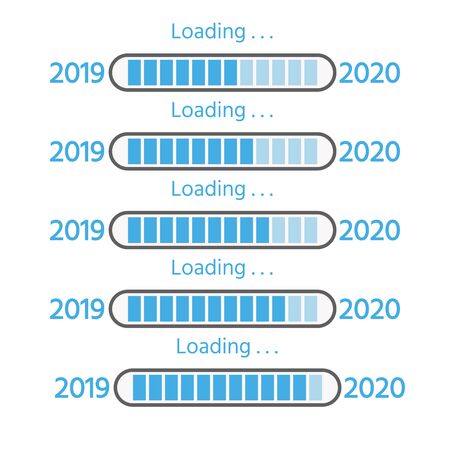 Loading bar vector. Progress of downloading or uploading 2019 to 2020 New Year.のイラスト素材