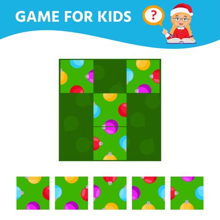 Game for the development of logical thinking of children. Christmas ball. Sudoku. Kids activity page for book. Vector illustrationのイラスト素材
