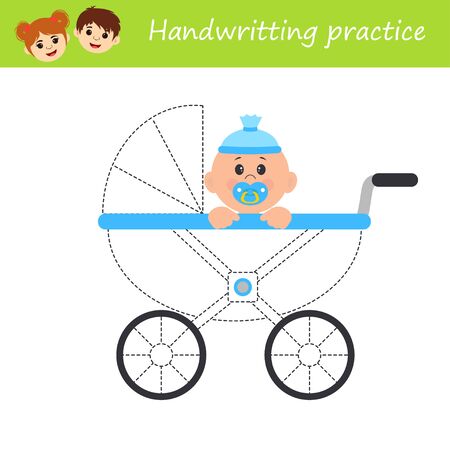 Education logic game for preschool kids. Kids activity sheet. Handwritting practice. Baby. Children funny riddle entertainment. Vector illustrationのイラスト素材