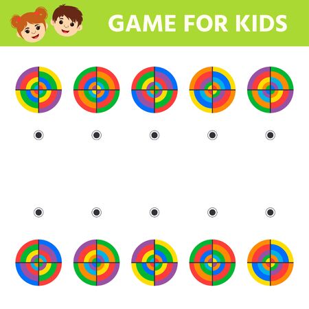 Education logic game for preschool kids. Kids activity sheet. Find color matching. Circles. Children funny riddle entertainment. Vector illustrationのイラスト素材