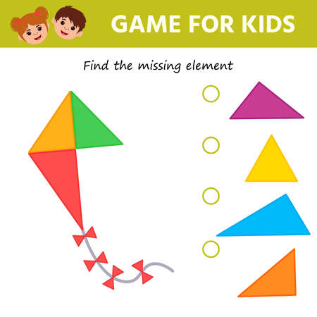 Math Game for children task for the development of logical thinking. Puzzle game with colorful details. Kite.  Education developing worksheet. Vector illustrationのイラスト素材