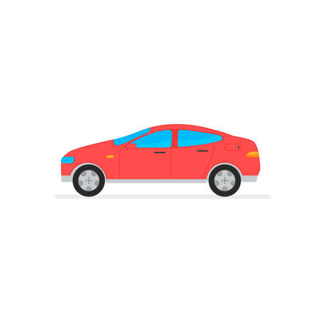 Vector red car in white background. Vector illustration transportのイラスト素材