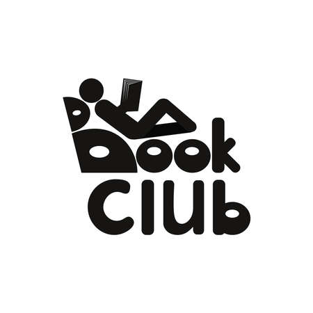 Book club logo, icon web banner. Character for banner, flyer, Poster or advertising. Read books conceptのイラスト素材
