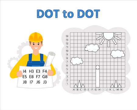 Kids learning material. Educational iq game for children.Draw dots and connect with lines. transport. Handwriting practice worksheet. vector illustrationのイラスト素材
