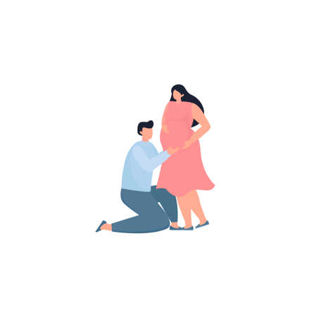 Set of illustration Mother and new baby, pregnant chooses clothes, couple expecting a baby. Vector illustration for banner, poster, greeting card, advertisement, scrapbookingのイラスト素材