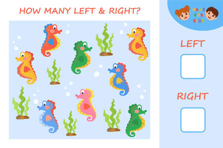 Game for kids. sea Horse. Children funny riddle entertainment and amusement. Kid s art game and activities jigsaw. vector illustrationのイラスト素材