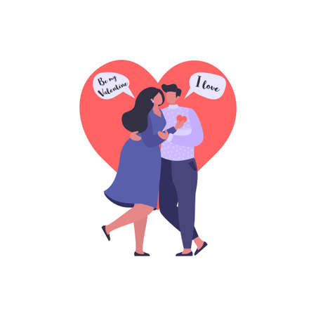 Valentine's day concept with tiny character. Love and gifts, ring, bouquet of flowers. Vector illustration Can use for web banner or landing page ideaのイラスト素材