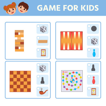 Education game for kids. board games. preschool worksheet activity. Children funny riddle entertainment. vector illustrationのイラスト素材