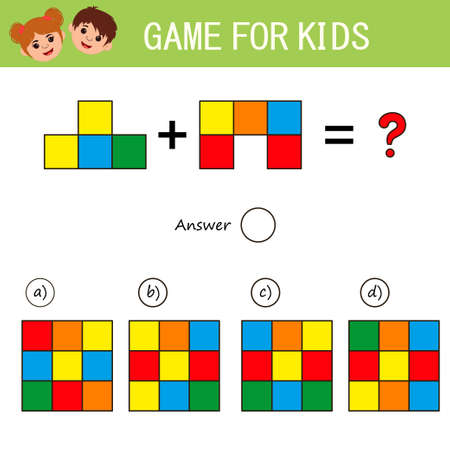 Education logic game for preschool kids. Kids activity sheet. Solve the equation in the picture below by. iq test. Children funny riddle entertainment. vector illustrationのイラスト素材