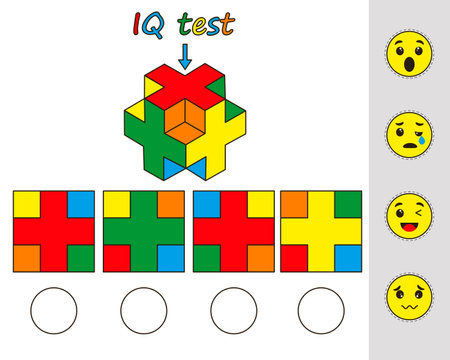 Education logic game for preschool kids. Kids activity sheet. top view of the figure. iq test. Children funny riddle entertainment. vector illustrationのイラスト素材