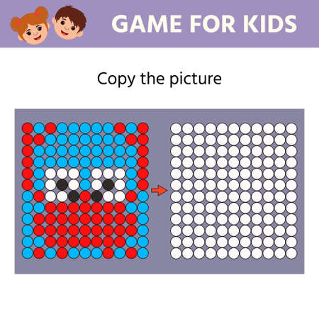 Education logic game for preschool kids. Copy the picture. crab. Learning symmetry for preschool children and kids. printable worksheet. Mosaic.のイラスト素材