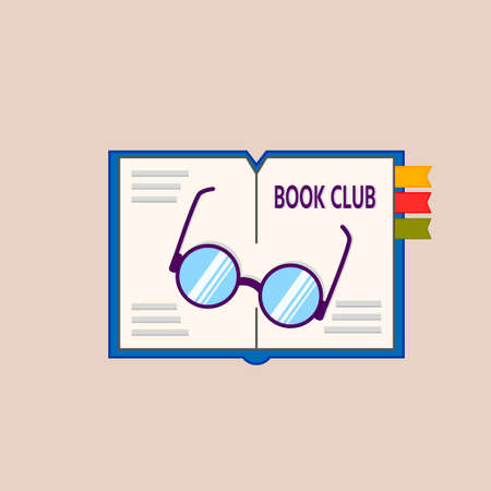 Colorful book club . Vector illustration template for sign, banner and ad template with bookのイラスト素材