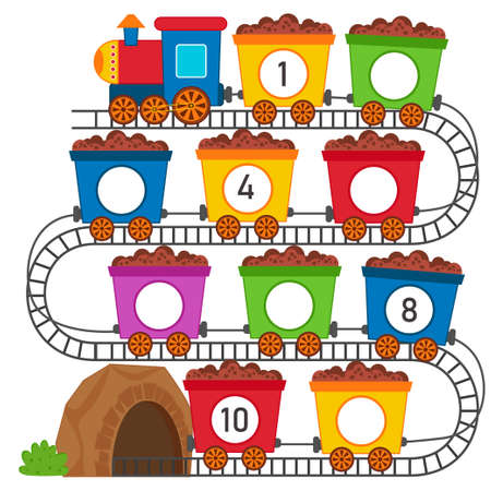 Math education for children. Count from 1 to 10. a Train. Education logic game for preschool kids. vector illustrationのイラスト素材