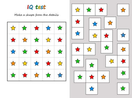 puzzle game. IQ test. Make a shape from the details. Education logic game for preschool kids. vector illustrationのイラスト素材