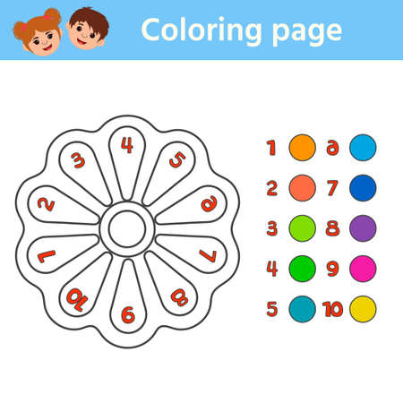Game for kids. Popular Antistress toy Pop it. Color by sample. vector illustrationのイラスト素材