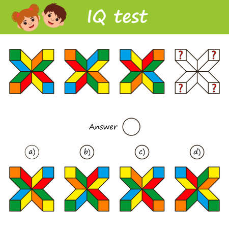 Educational game for kids for development logic test iq. Task game what comes next Children funny riddle entertainment. vector illustrationのイラスト素材