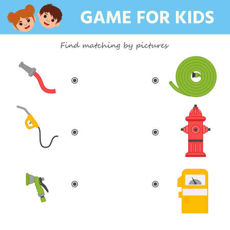 Find matching pictures. A game for the development of logic for preschool children. preschool worksheet activity. Children funny riddle entertainment. vector illustrationのイラスト素材