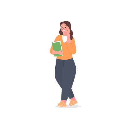 Nice girl with a book in her hands. vector illustrationのイラスト素材