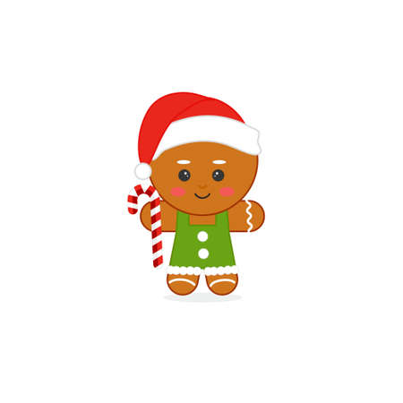 Cute cartoon gingerbread man cookies. christmas theme. Vector illustration for children's decor, stickers, decorations, decorating a children's roomのイラスト素材