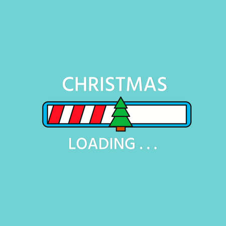 Christmas loading bar. Progress loading with christmas tree. vector sign conceptのイラスト素材