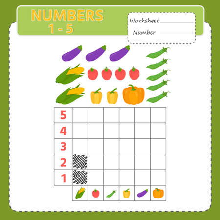 A game for children. learning to count. Count the number of vegetables. Paint over the sample. vector illustration. print sheetのイラスト素材