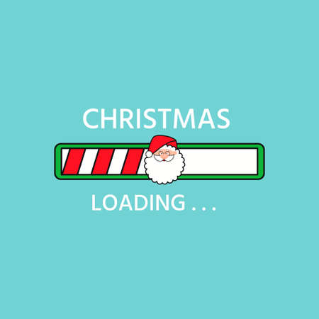 Christmas loading bar. Progress loading with Santa. christmas theme. vector sign conceptのイラスト素材