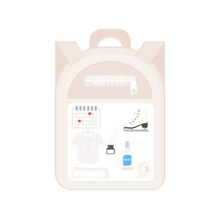 A game for children. Study of colors. school supplies. Put it in your backpack. White. Back to school topic. vector illustration. Printing sheet for games with stickersのイラスト素材