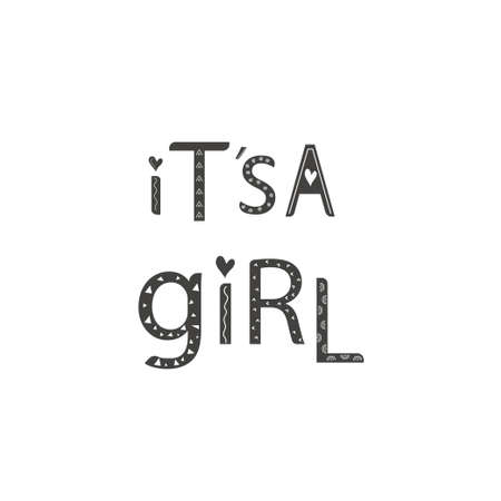I am a girl - lettering in Scandinavian style. Vector illustration for use baby card, posters, T-short, children's room design, stickersのイラスト素材