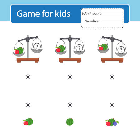 Game for kids. Find a match on the scales. vector illustrationのイラスト素材