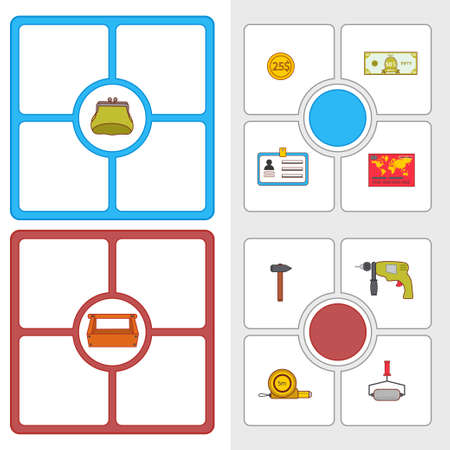 Game for children to develop logic. Puzzle. What is in the bag. vector illustrationのイラスト素材