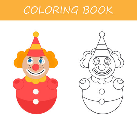 Coloring book for children. Tumbler clown. Roly Poly. cartoon vector illustrationのイラスト素材