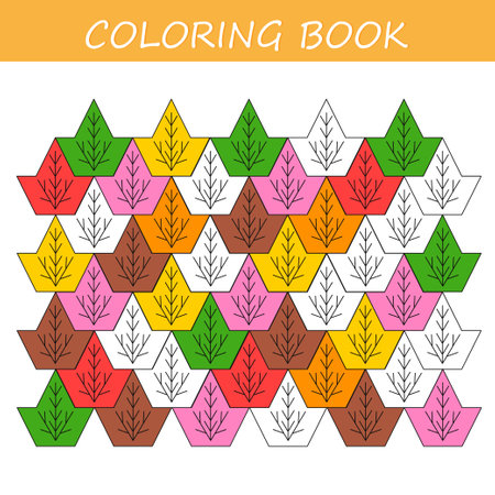 Color according to the pattern leaves. Worksheet for printing. Vetor illustrationのイラスト素材