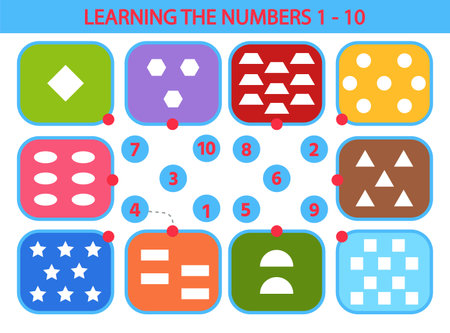 Game for kids. Math activity for kids. Developing numeracy skills up to 10. Vector illustration.のイラスト素材