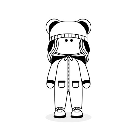 Handmade doll in tilde style. Coloring. The illustration can be used as an emblem for needlewomen, a logo, a print on a T-shirt, an interior pictureのイラスト素材