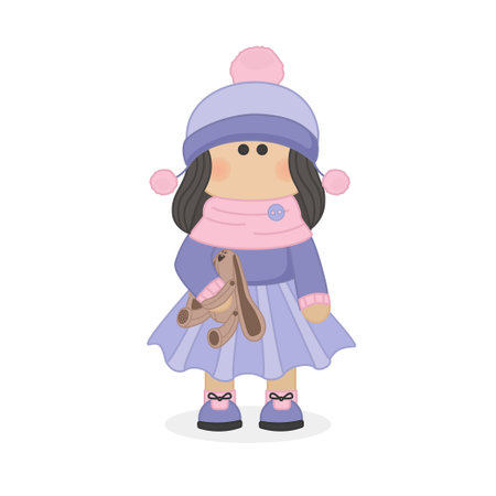 Handmade doll in tilde style. Coloring. The illustration can be used as an emblem for needlewomen, a logo, a print on a T-shirt, an interior pictureのイラスト素材