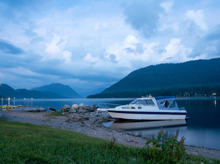boat on the lakeの写真素材