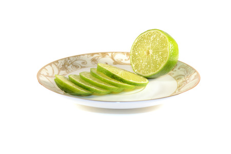 Lime on saucerの写真素材