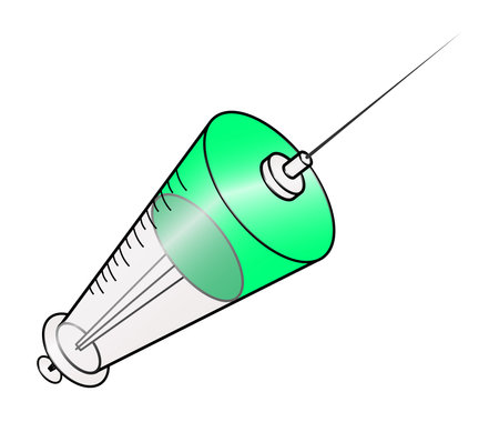 Vector illustration of syringe with green liquid isolated on whiteのイラスト素材