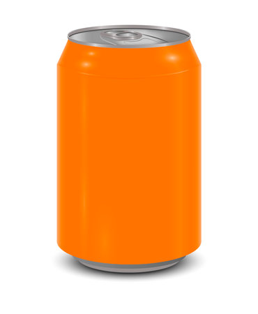 Realistic vector illustration of the orange can of soda isolated on whiteのイラスト素材