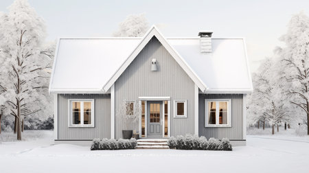 3d rendering of modern cozy house in chalet style with garage.の素材