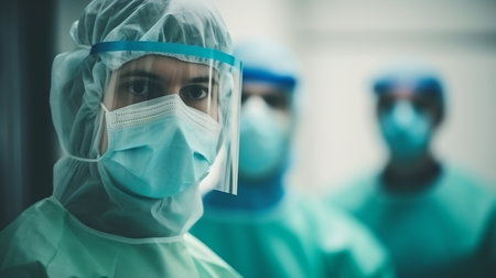Surgeons team working in operating room at hospital. Medical healthcare and doctor staff service.の素材