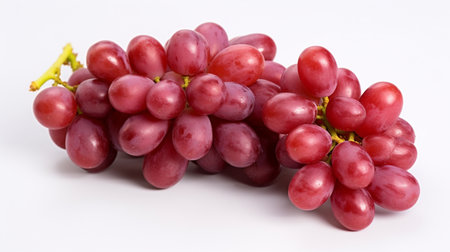 Bunch of red grapes on a white background, close-upの素材