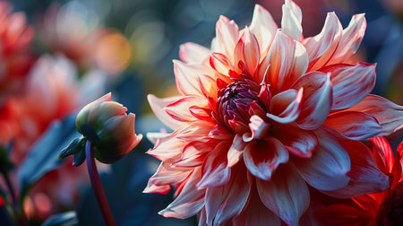 Dahlia flower in the garden. Shallow depth of field.の素材