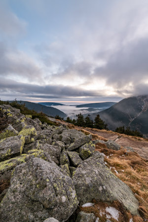 Autumn scenery in the Karkonosze Mountainsの写真素材