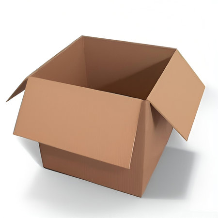 Open cardboard box. 3d render illustration isolated on white background.の写真素材