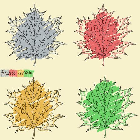 Design element with multi-colored maplel leavesのイラスト素材