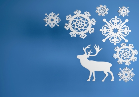merry christmas and new year background with snowflake and deerの写真素材