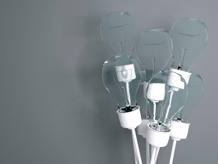 Light bulbs on dark gray background.の写真素材