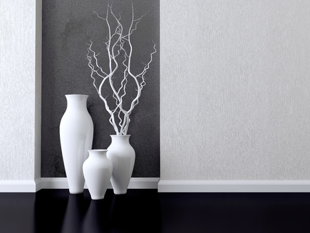 Detail shot of modern living room wall. Luxury monochrome interior design.の写真素材